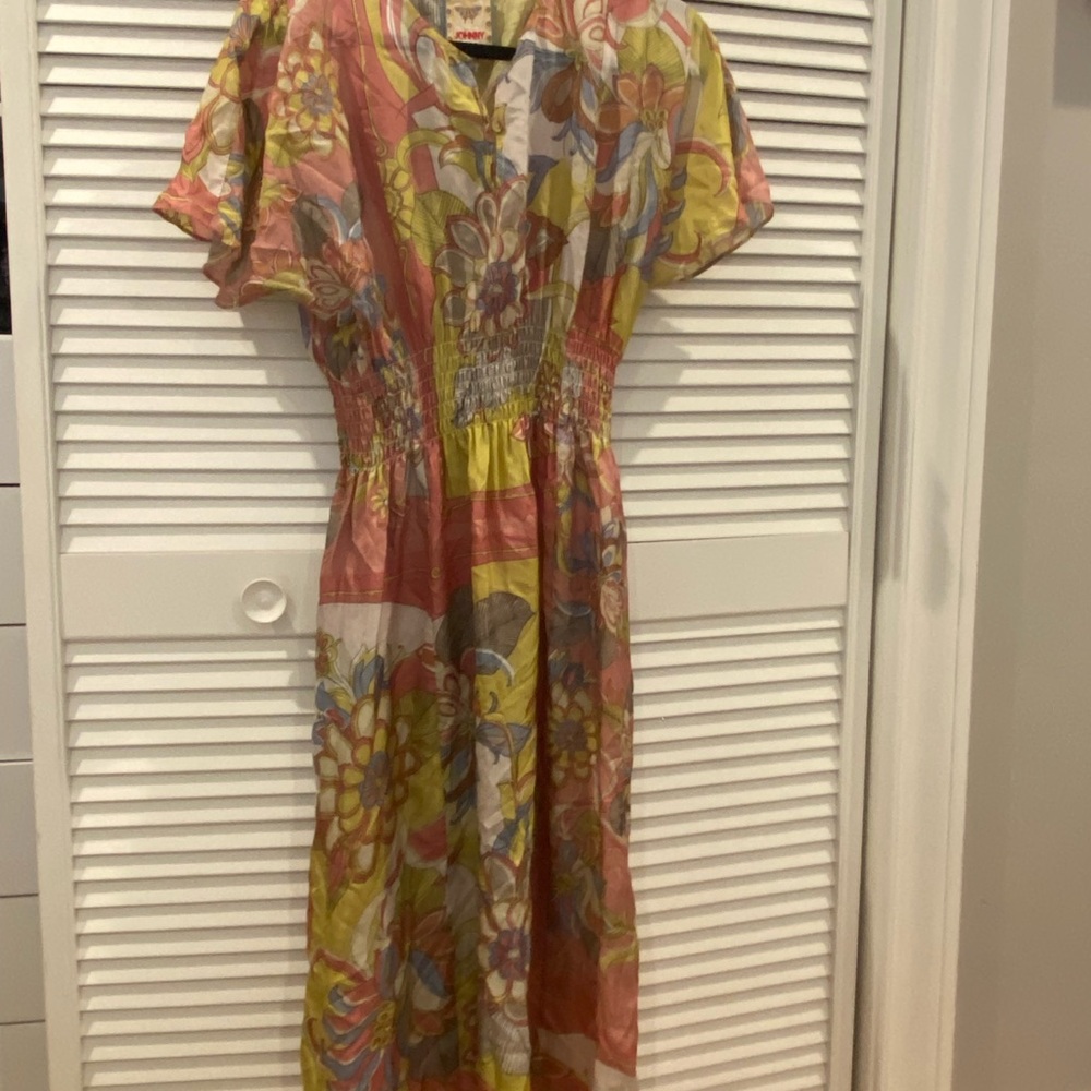 Johnny Was Damaris Floral Silk Midi Dress NWOT Small